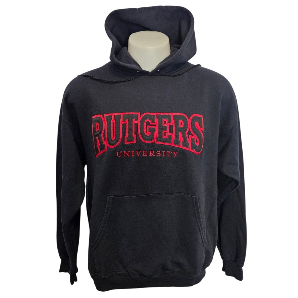 Vintage Champion Rutgers University 90s Pullover Hoodie Black Men's Large